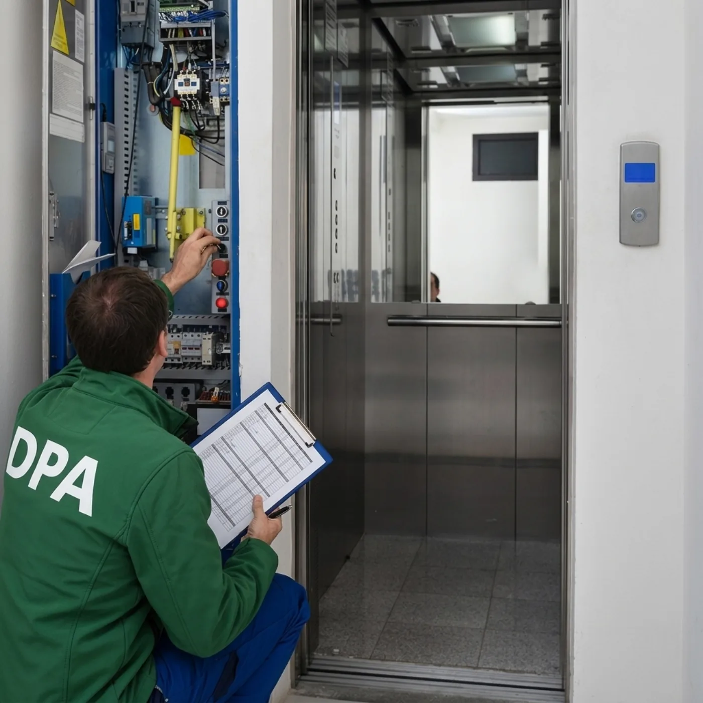 Mise aux normes à Paris | DPA Mise aux normes d'ascenseur à Paris par un technicien DPA
